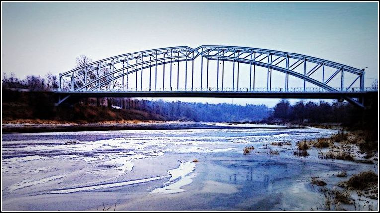 В начале зимы Северо-Запад Новгородская область город Боровичи река Мста зима арочный мост проект инженер Н.А.Белелюбский
