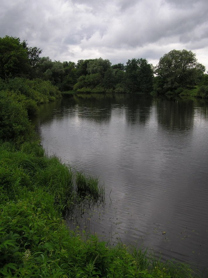 Тихий омут озеро водоём пасмурно облака тучи