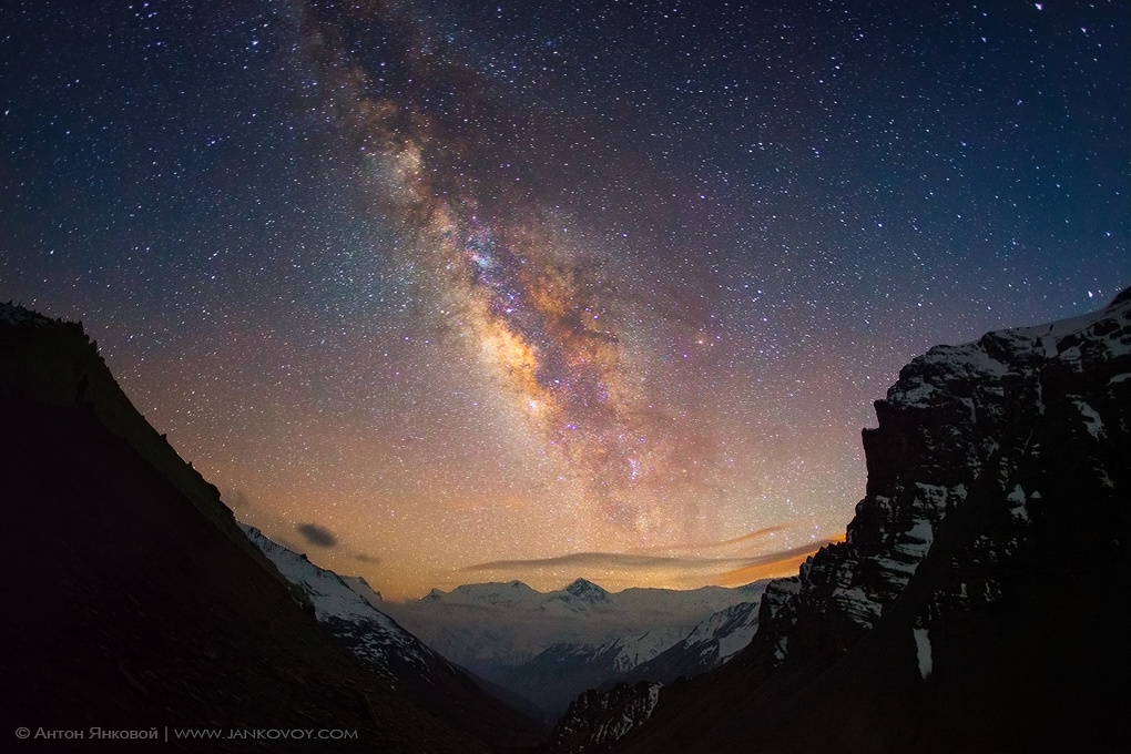 Milky Way above the Himalayas mountains, night, ночь, звезды, горы, stars, Непал, trek, Гималаи, pass, Аннапурна, трек, перевал, млечный путь, Thorung La, Nepal, Himalayas, Annapurna, Miky Way, Торунг Ла