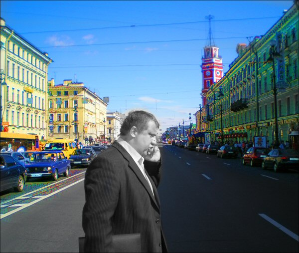 Памятник Деловому Петербургу Санкт-петербург, Невский, дорога, мобильник, мужчина