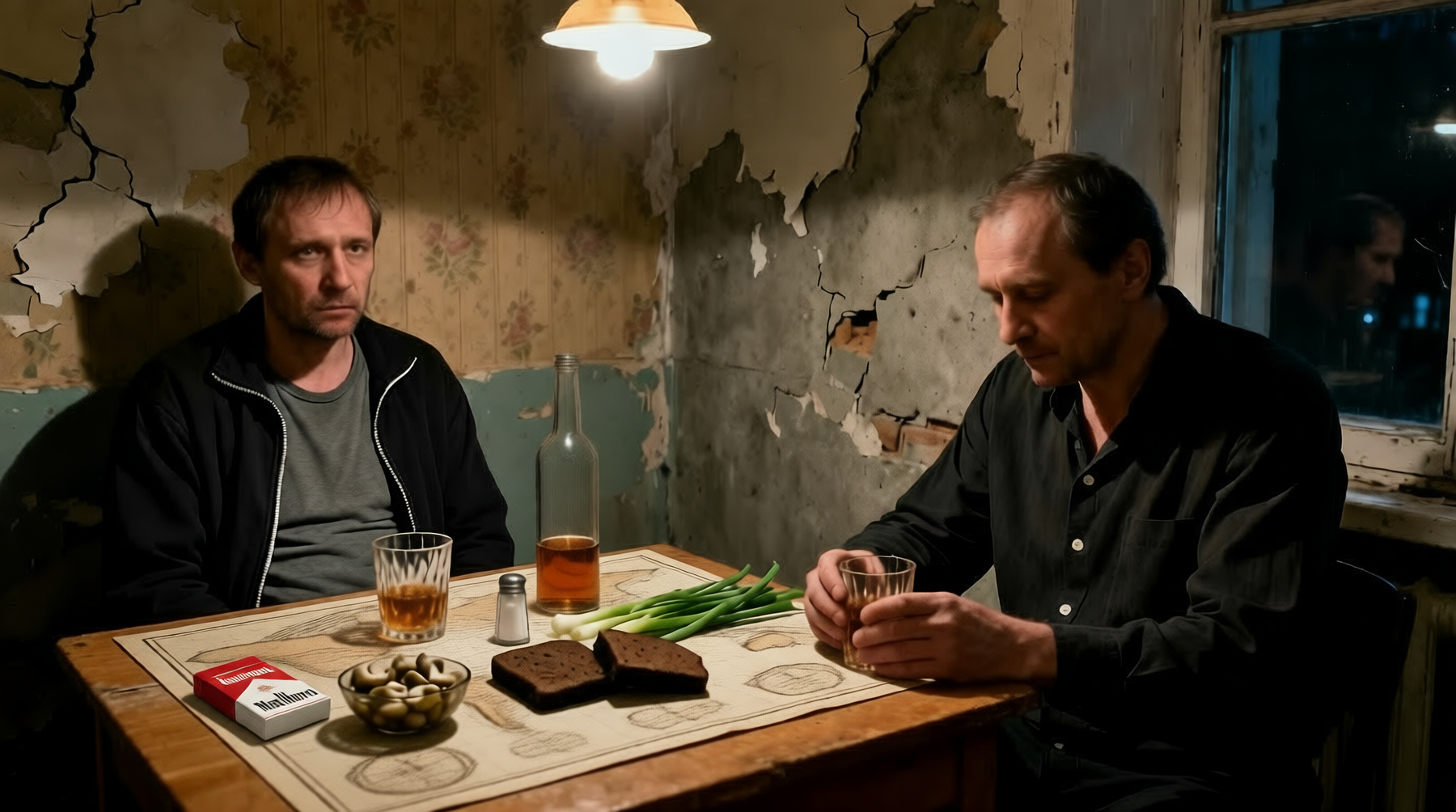 *** 90-е. Думы о будущем Копьютерная графика двое мужчины вечер комната стол