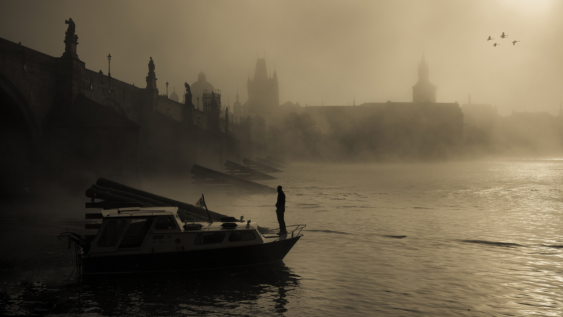 Prague in the fog 