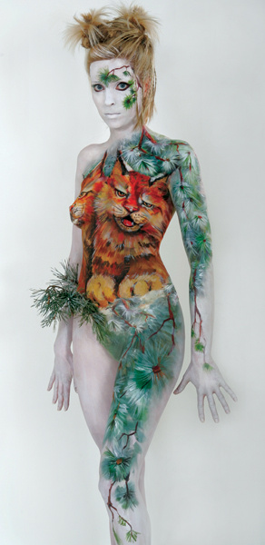 Рысь боди-арт, bodyart
