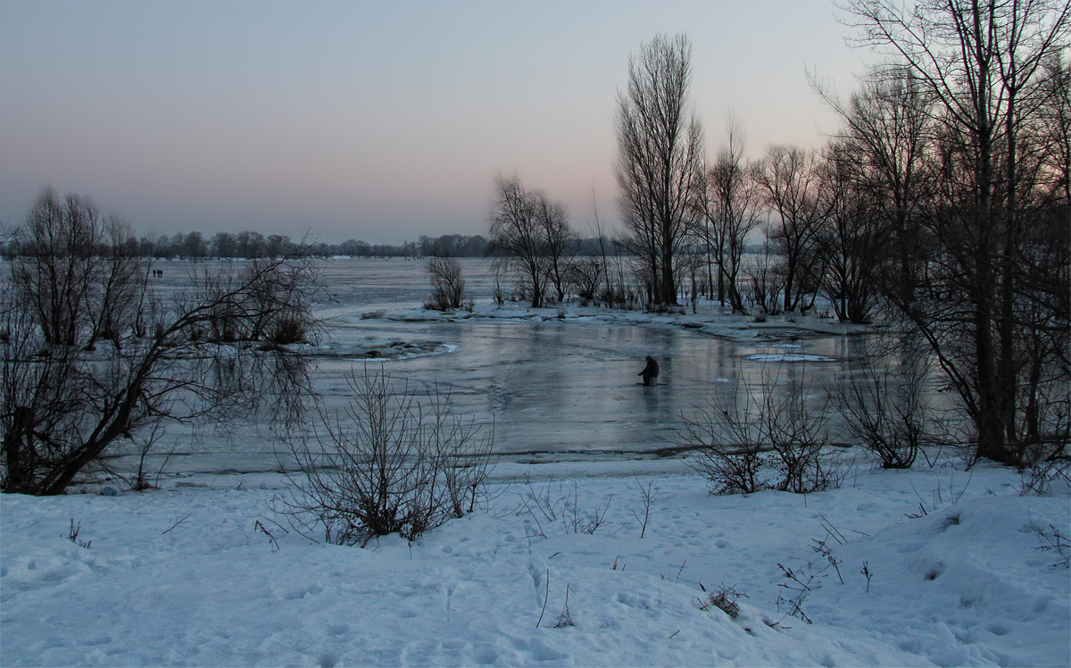 *** закат зима река