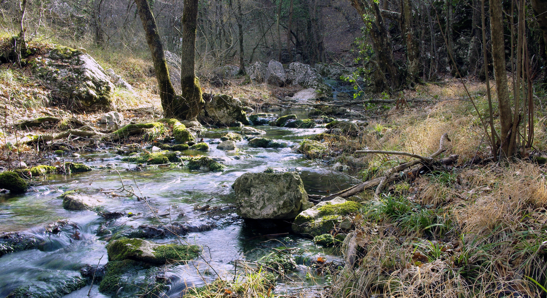 В горах,февраль,Крым. Февраль,горы,река,Крым