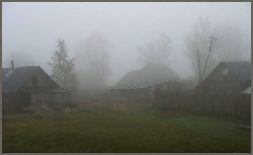 вот моя деревня.... рассвет туман деревня