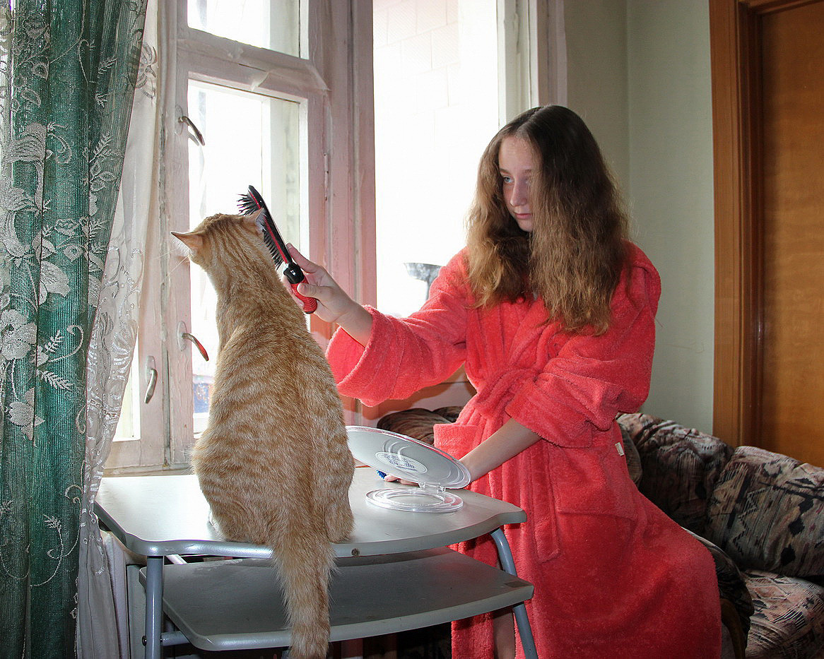 утро начинается Мусик, Диана, дети, животные,
