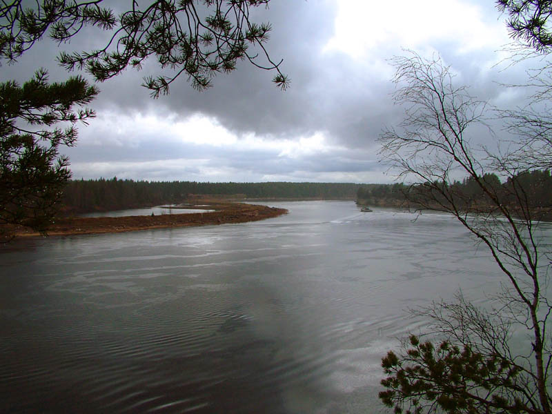 река \"Пинега\" река, вода, небо