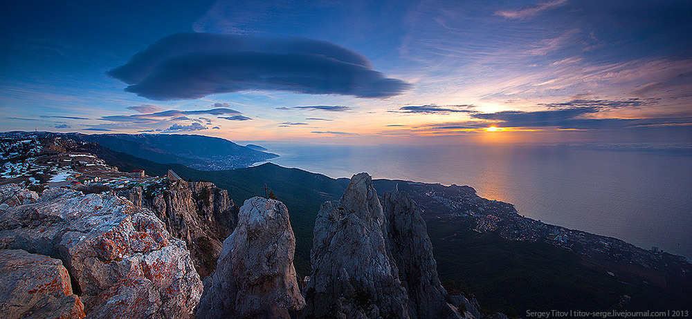 Утро Крым, горы, море, Ай-Петри, Ялта