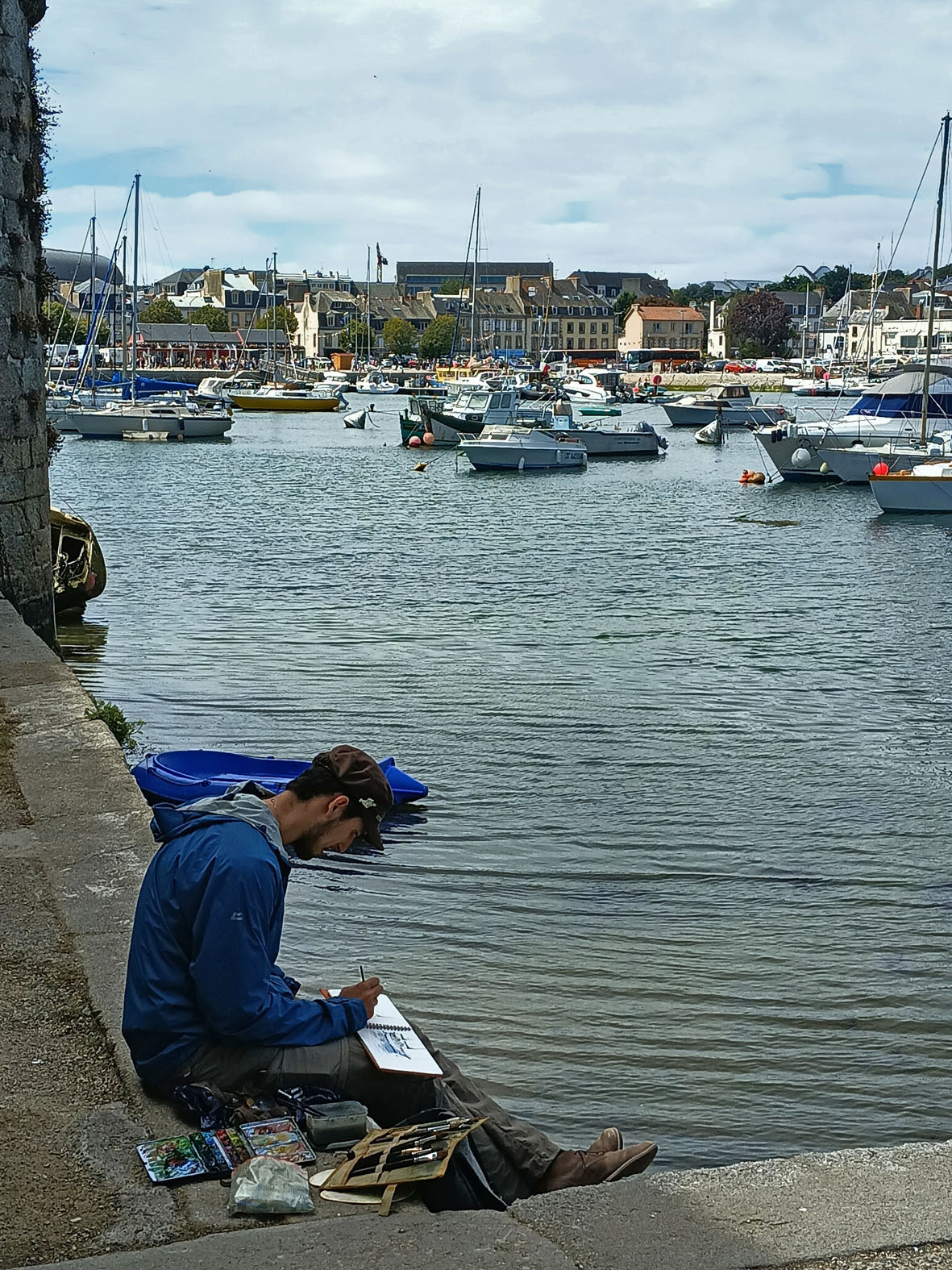 Маринист Бретань Bretagne Финистер Finistere Конкарно Concarneau художник акварель лодки