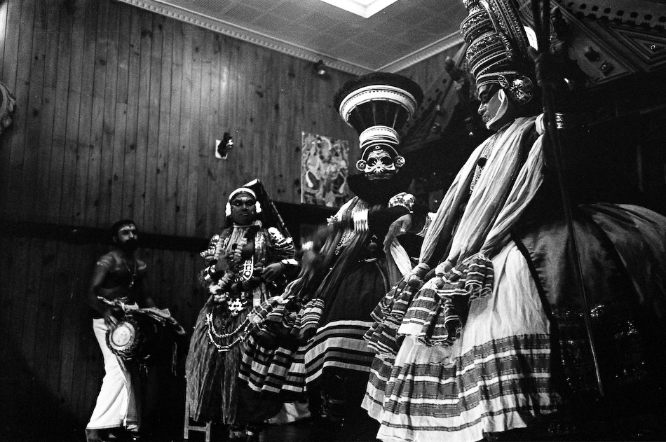 Kathakali, classical Indian dance-drama india travel leica film b&w