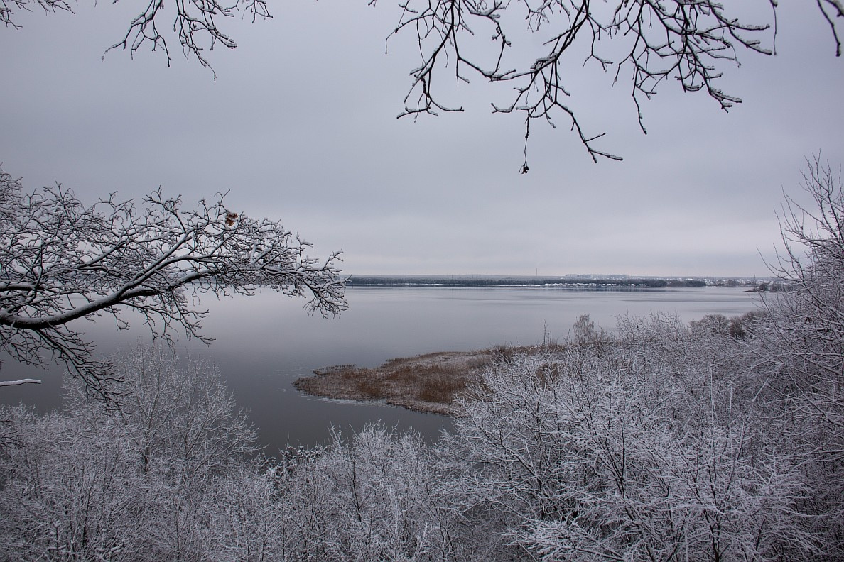 Зимнее водохранилище водохранилище, зима, снег
