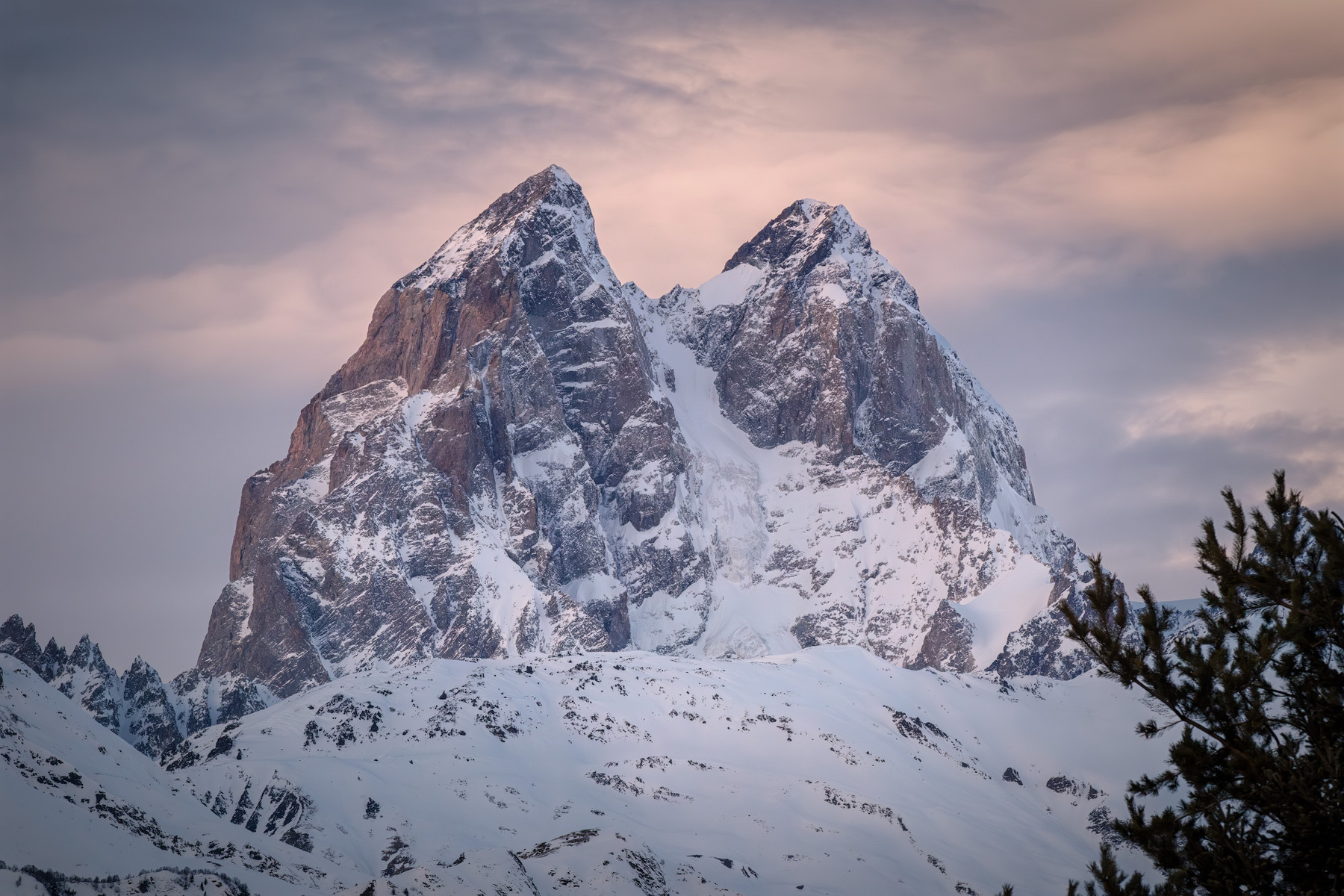 Ushba Mountain Before Sunset svaneti mountain ushba clouds sky rocks high nature landscape scenery travel outdoors georgia sakartvelo chizh