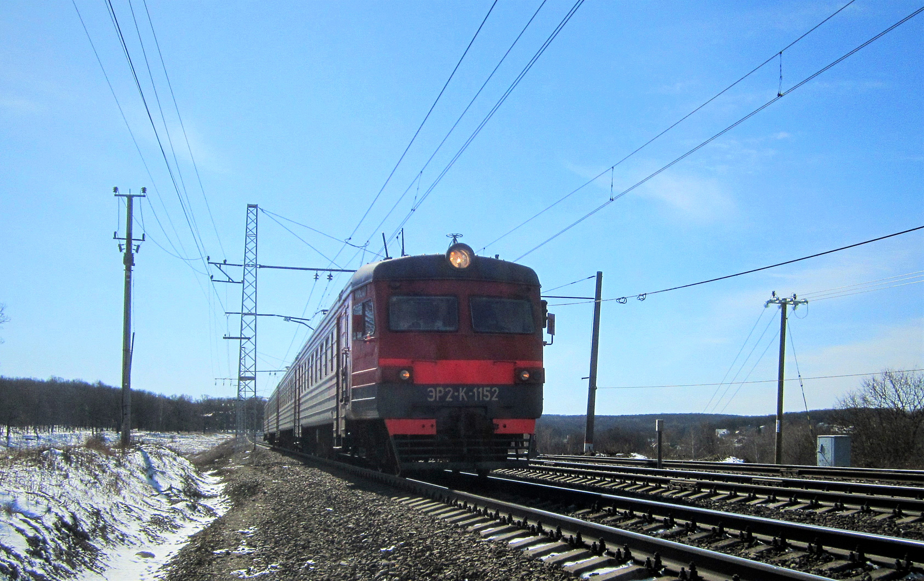 ЭР2К - 1152 ЭР2К электричка весна железная дорога