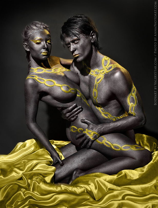 Скованные одной цепью боди-арт, body art, Valery Star, Валери Стар