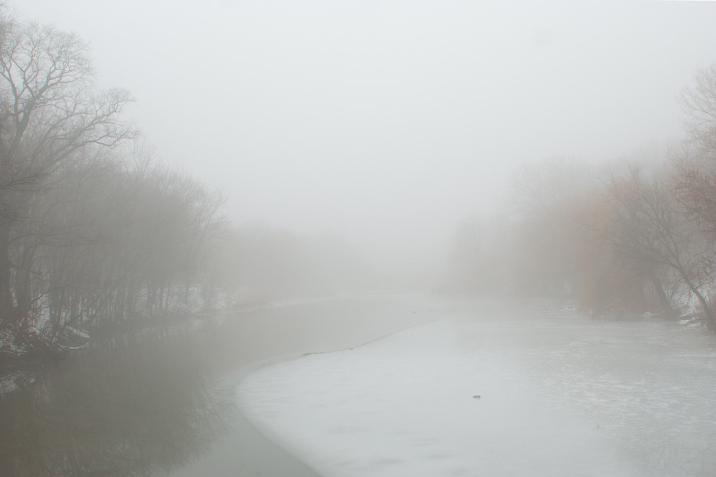 Smoke on the water Туман, Речка, Зима