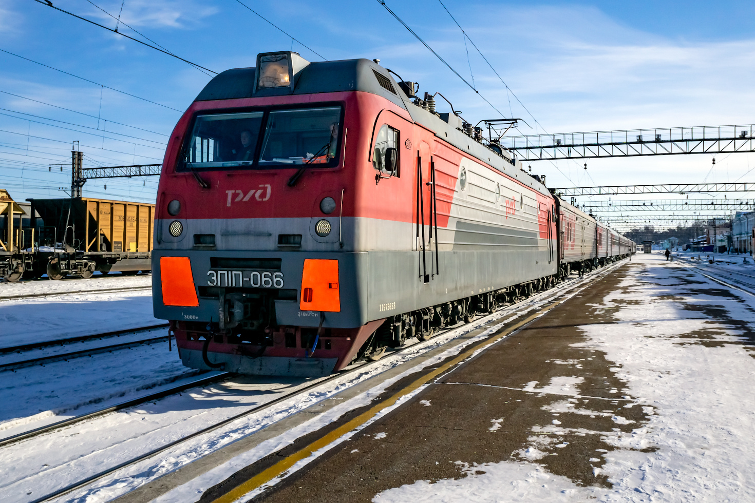 ЭП1П-066 railway железная дорога locomotive локомотив электровоз поезд train Russia Siberia Irkutsk Россия Сибирь Иркутск споттинг spotting