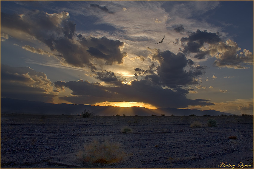 Пустыня, последние лучи... Пустыня закат Death Valley