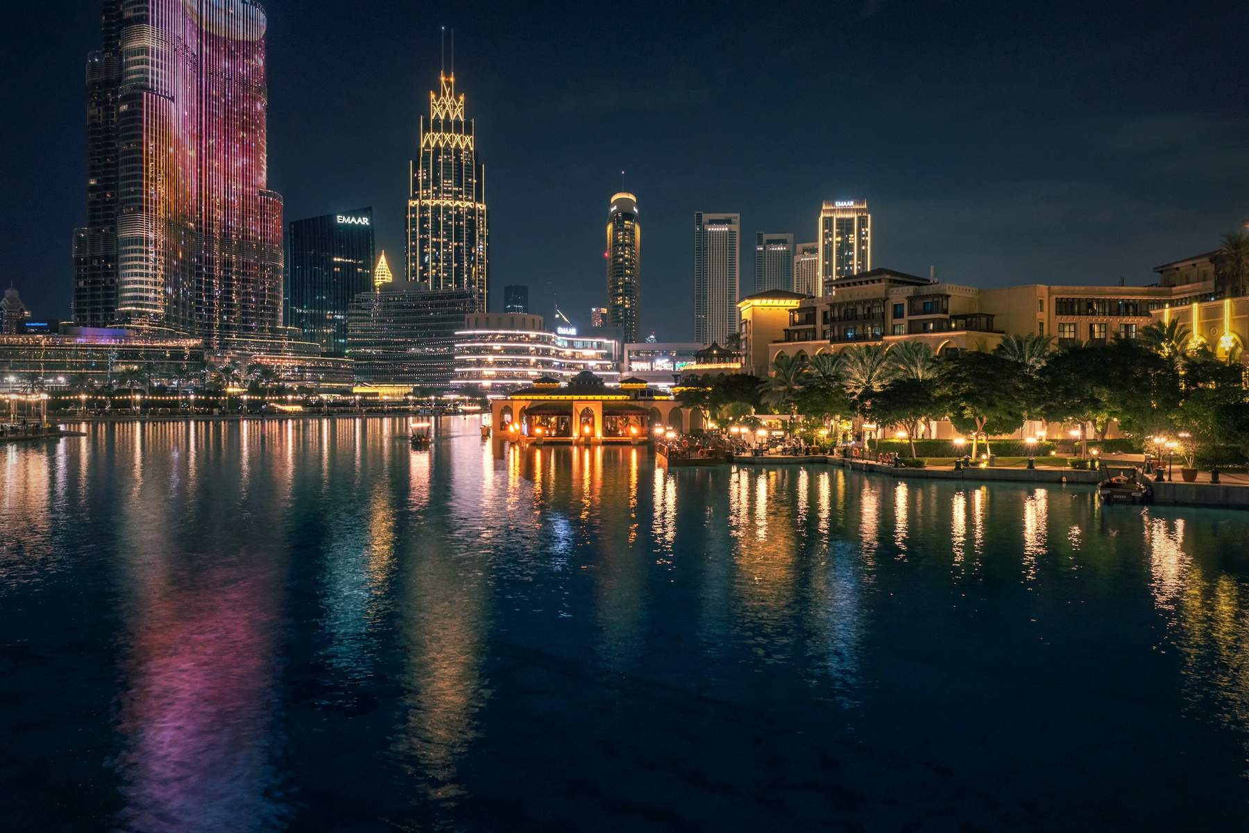 Burj Khalifa Lake Illumination BurjKhalifaLake BurjKhalifa Arabian skyscrapers night illumination water lake reflection dubai landscape cityscape scenery travel outdoors uae chizh