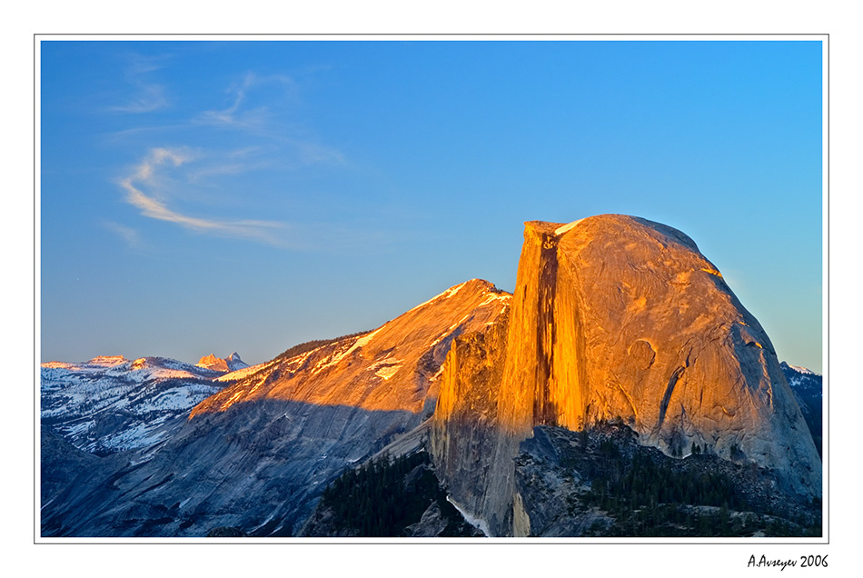 Half Dome на закате Half Dome Glacier