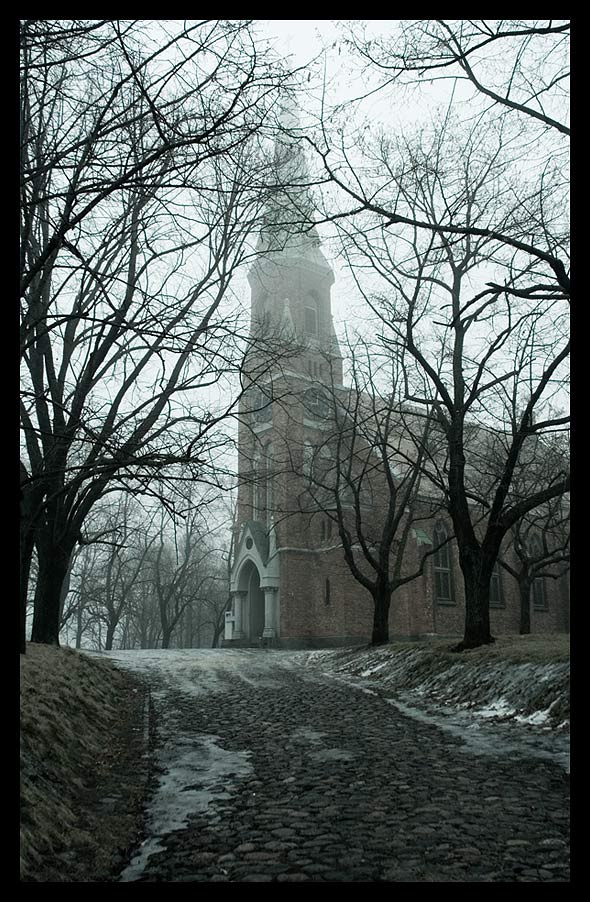 *** церковь парк туман