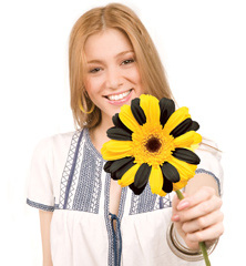 a girl with a flower 