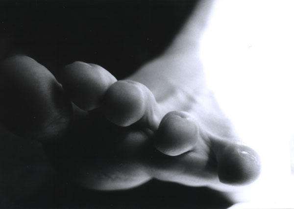 emergence from the dark foot, human, body, black and white, telo