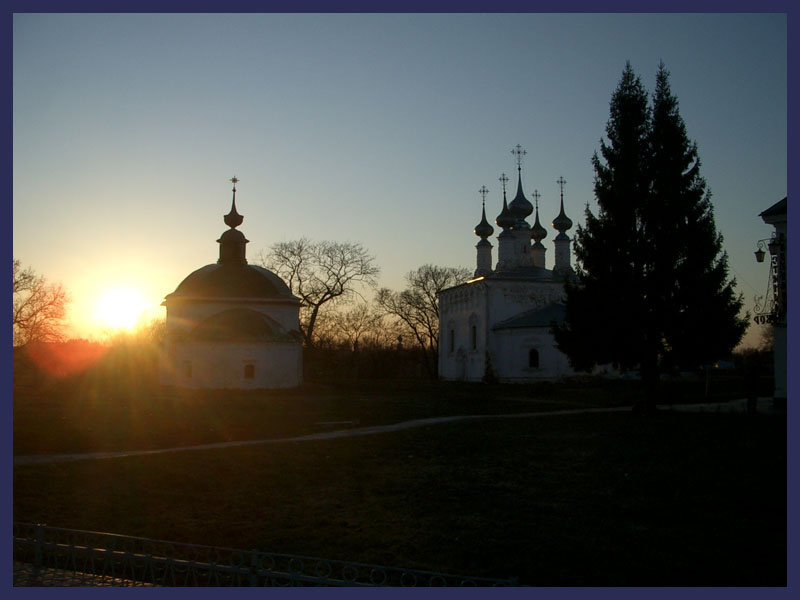 Весенний закат Суздаль, церковь, закат, солнце