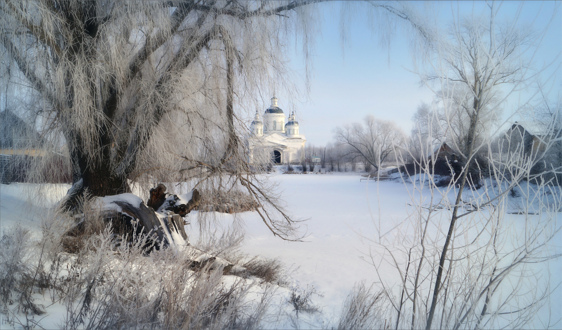 Зимой в деревне село Новый Усад Нижегородская зима январь