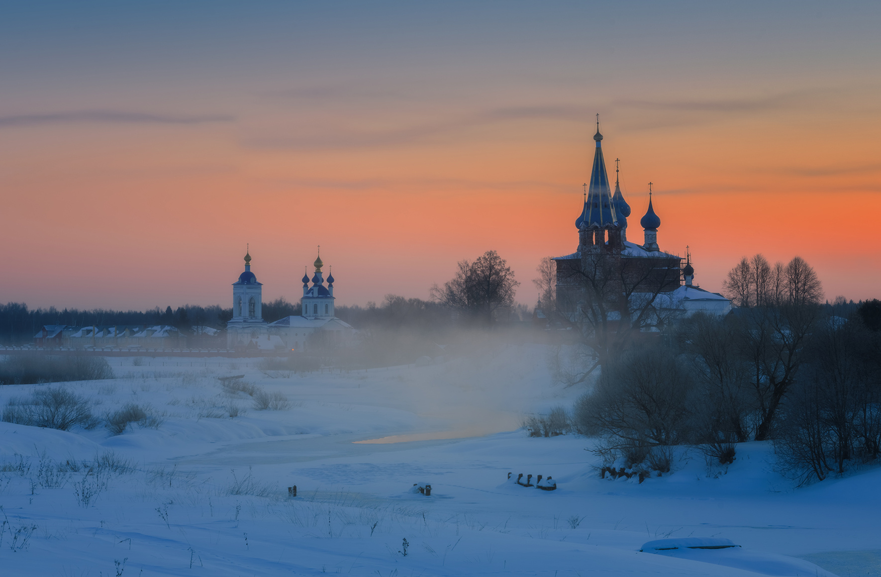 Предрассветная зима природа река иней пейзаж никон.ю россия