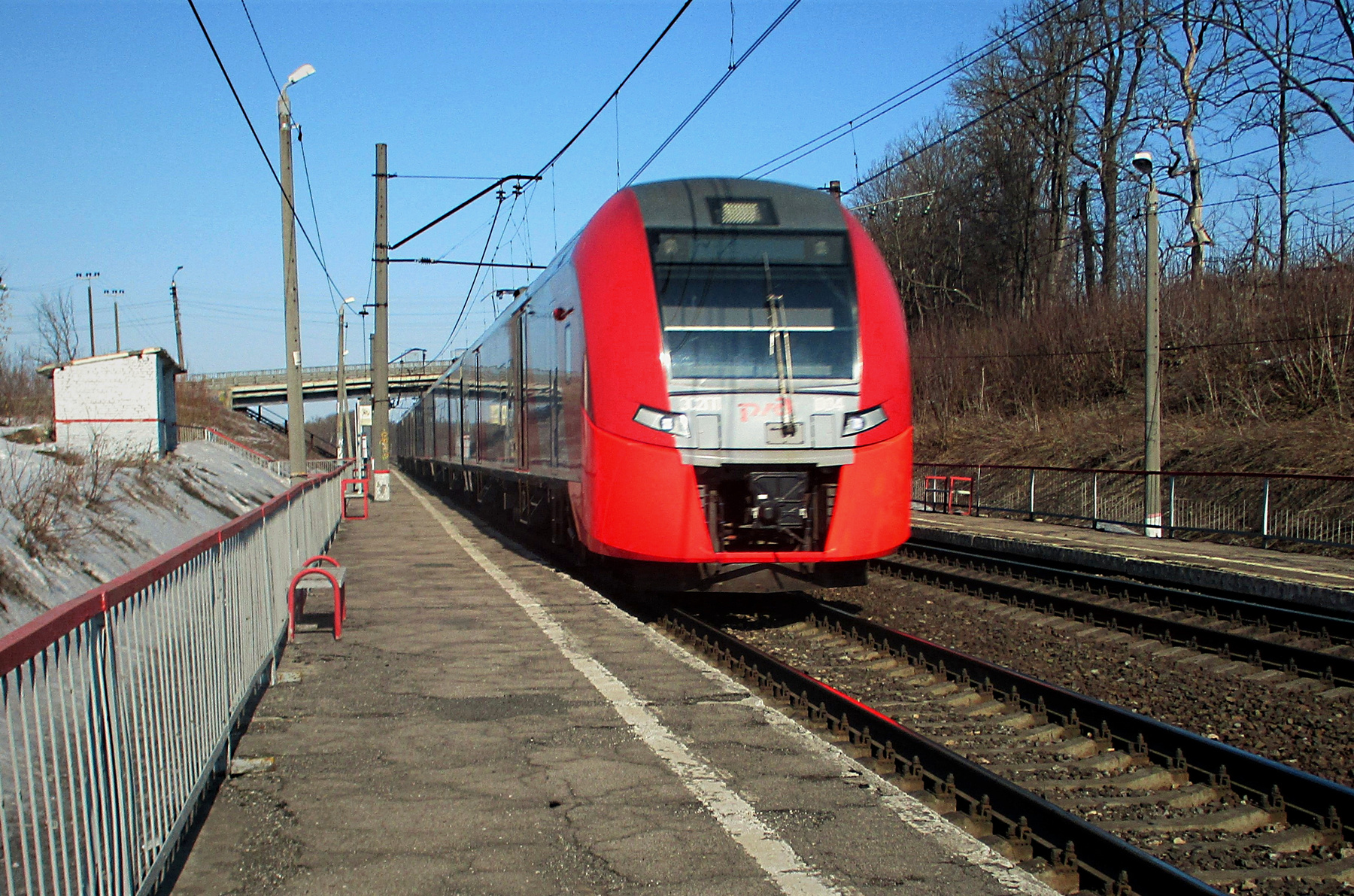 ЭС2ГП - 034 ЭС2ГП электропоезд Ласточка весна железная дорога