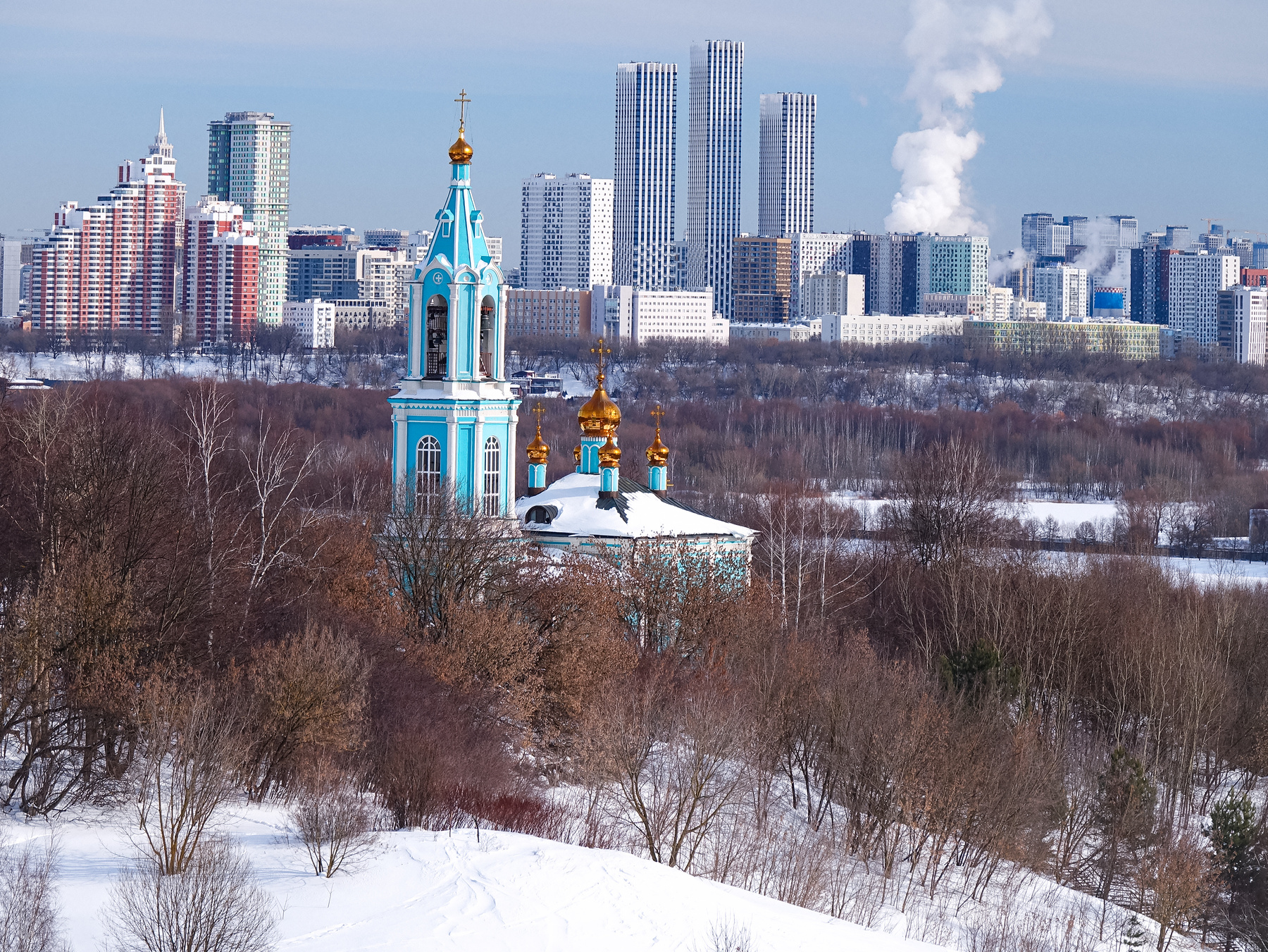 Февраль на Крылатских холмах Москва Крылатское церковь февраль