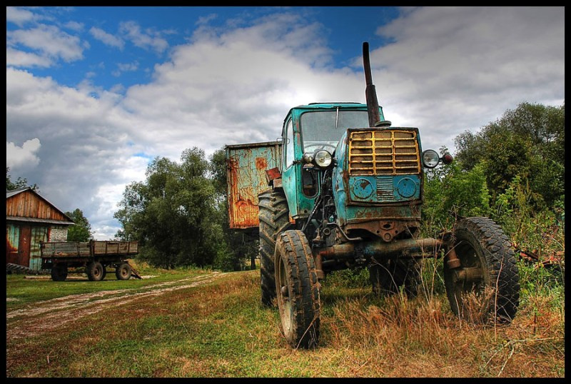 На покос! трактор, hdri, деревня