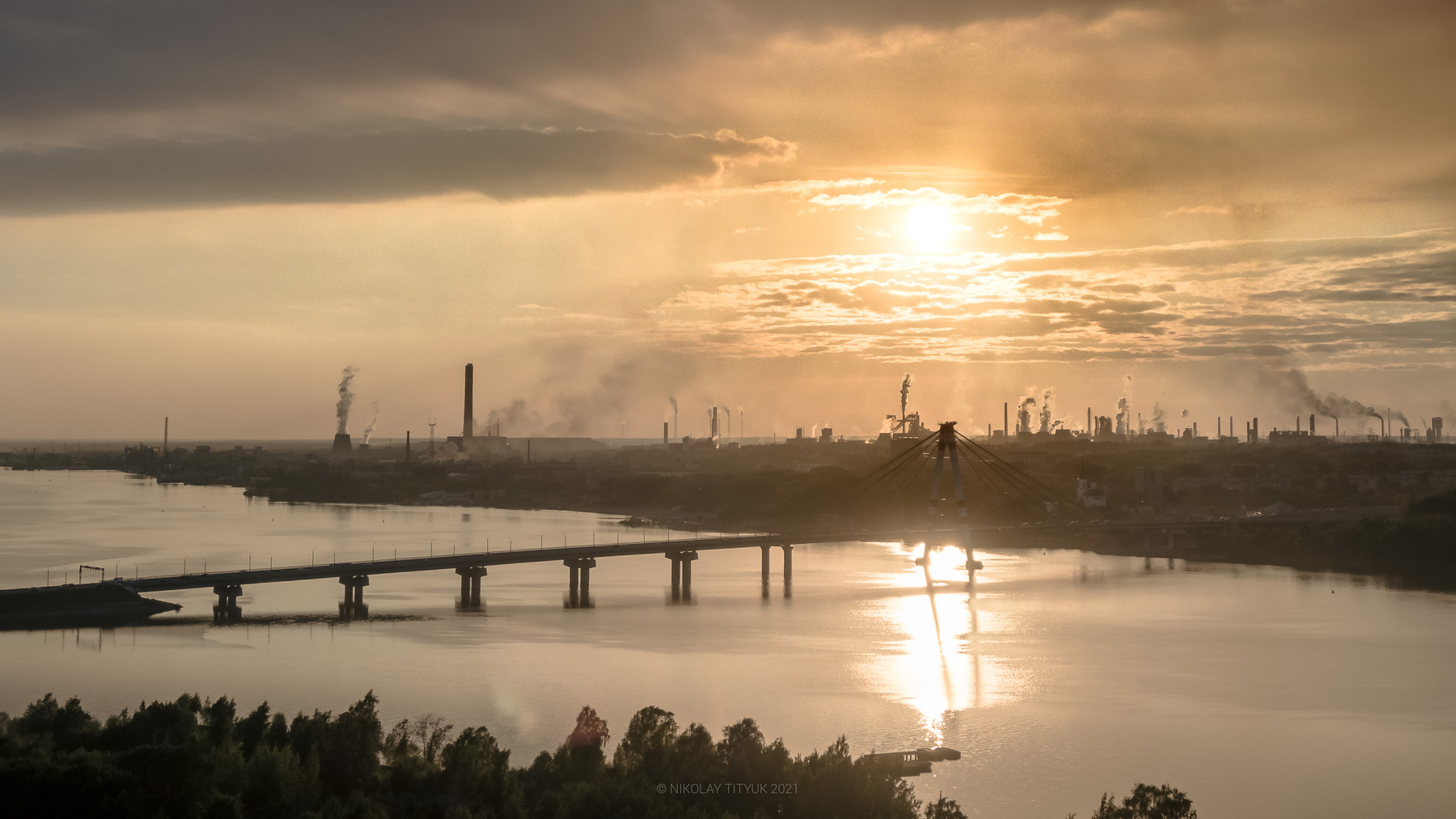 Череповец Череповец Аэро закат солнце река отражение вода город