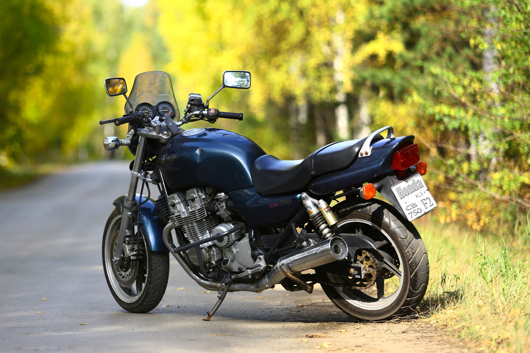 Honda св750 мот Honda лес дорога