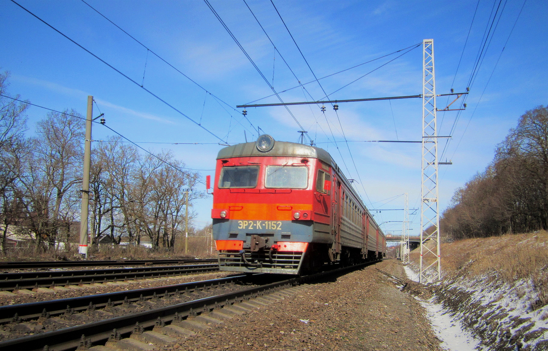 ЭР2К - 1152 ЭР2К электричка весна железная дорога