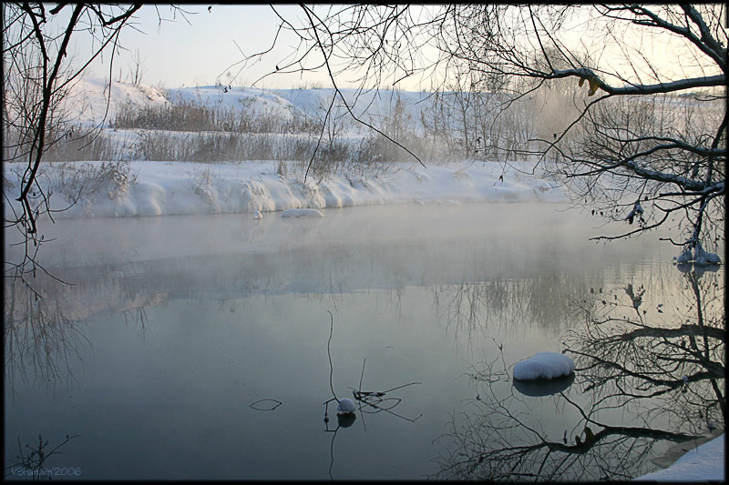 Омут река, туман