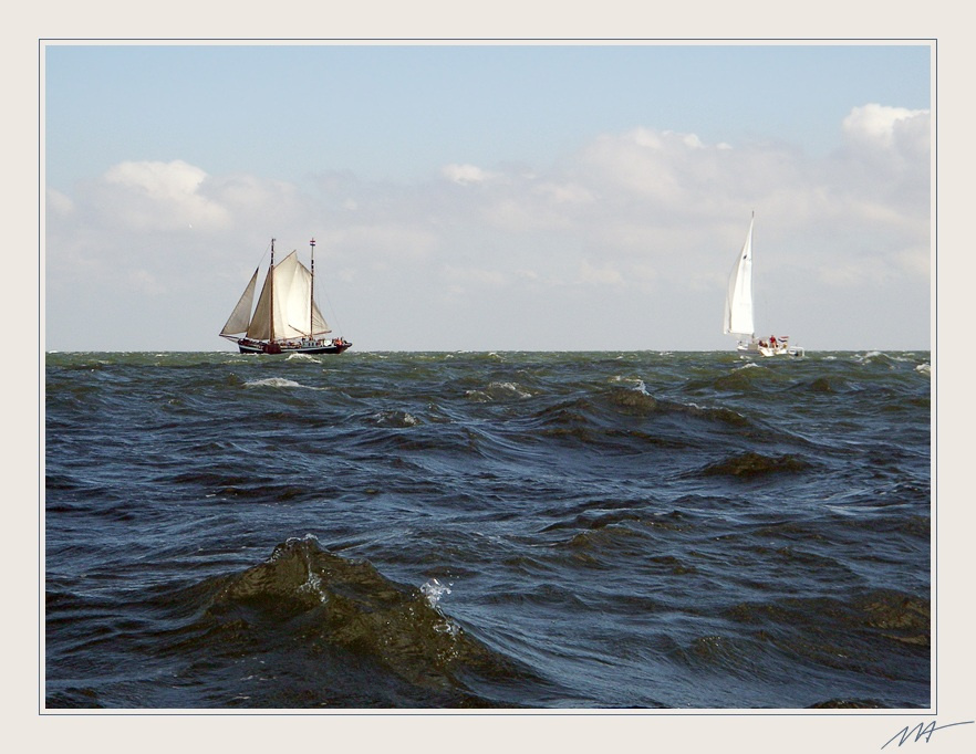 Волнение на море (1) море, волна, ветер, яхта, корабль, парус, Waddenzee, Nederland, Нидерланды