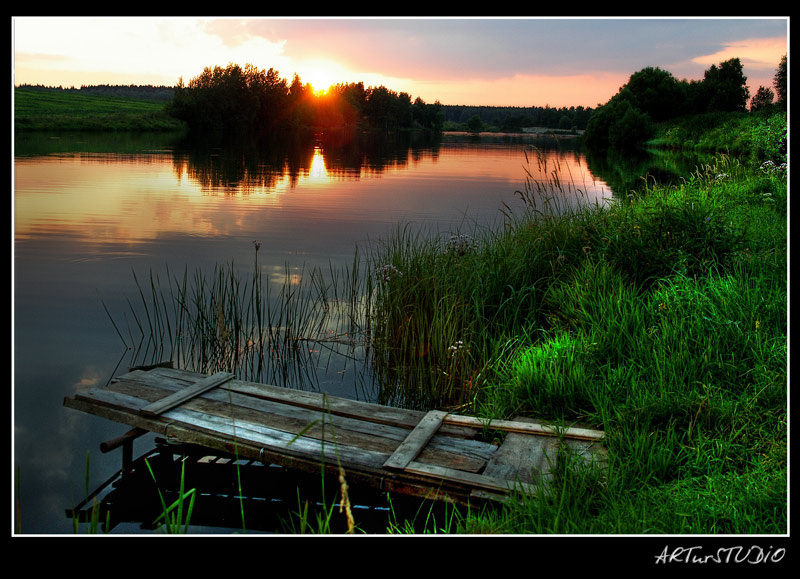 Мостки. Закат. закат природа отражение вода