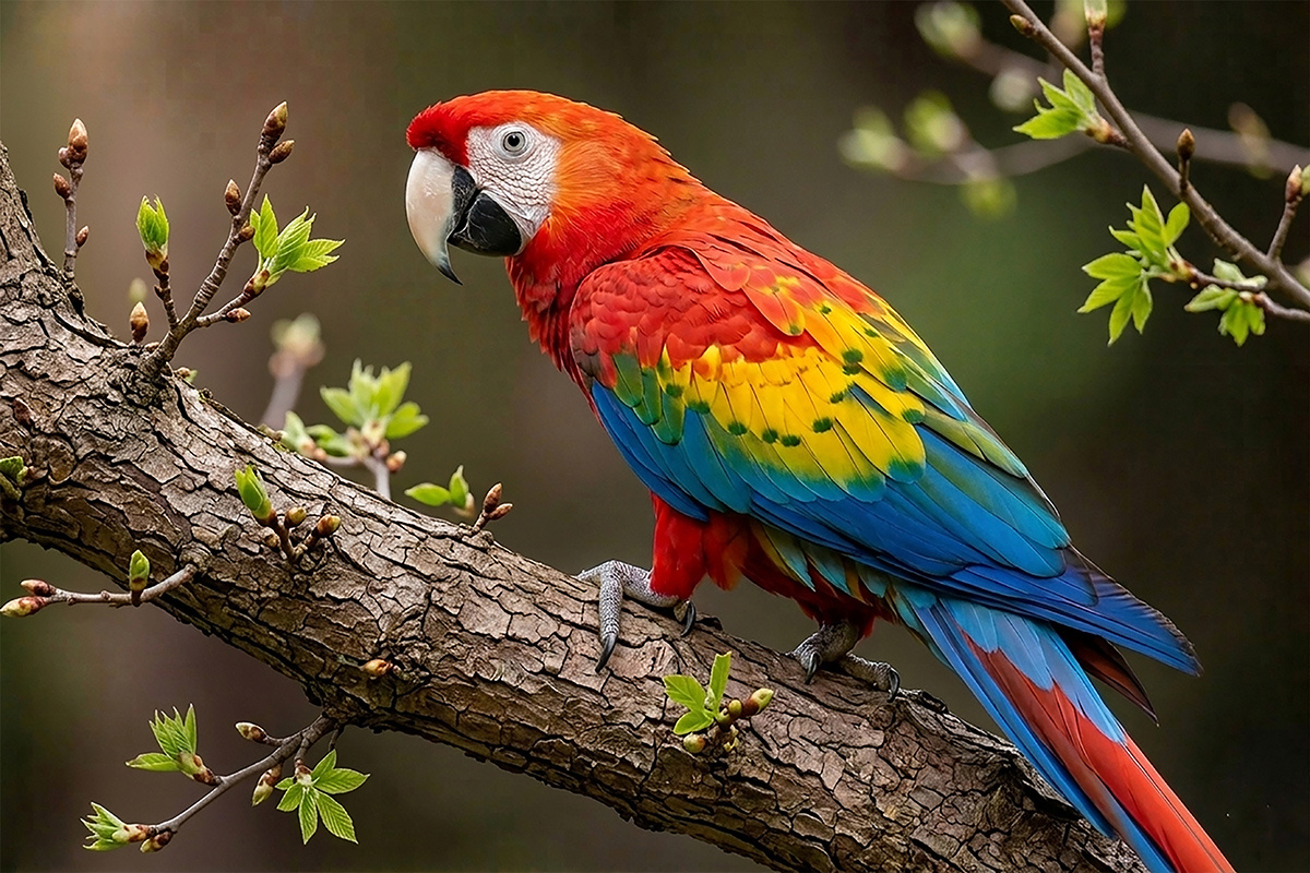 Эти попугаи очень умные и независимые Parrot Red Macaw попугай Красный ара