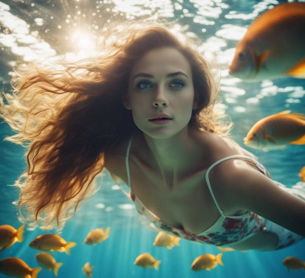 Русалка вода море девушка бикини красиво гламур
