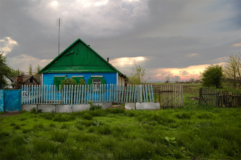 И пошел дождь Дождь, облака, тучи, изба, дом, забор