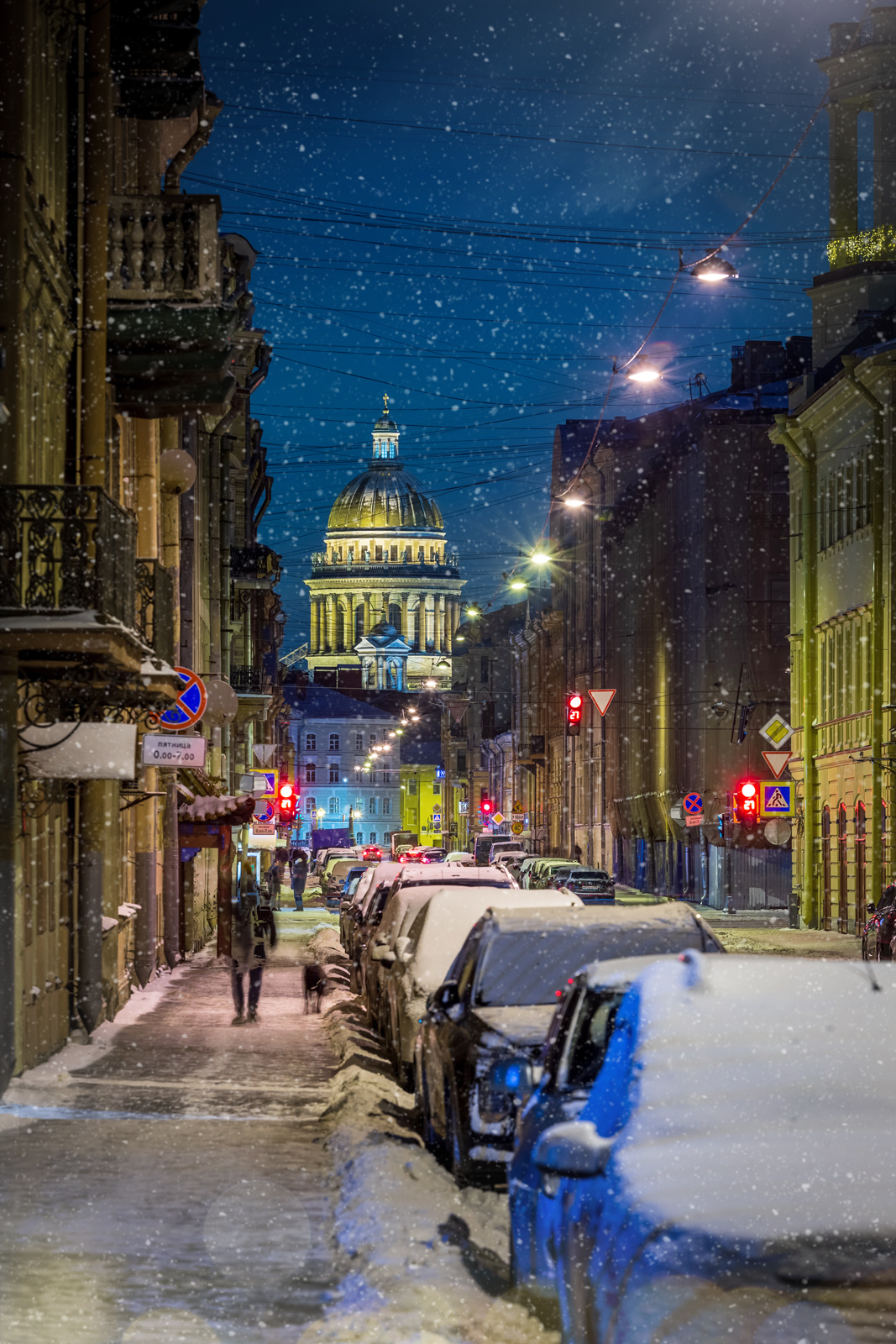 Зимний город... Санкт-Петербург Saint-Petersburg Исаакий Исаакиевский собор ночь снег зима сказка