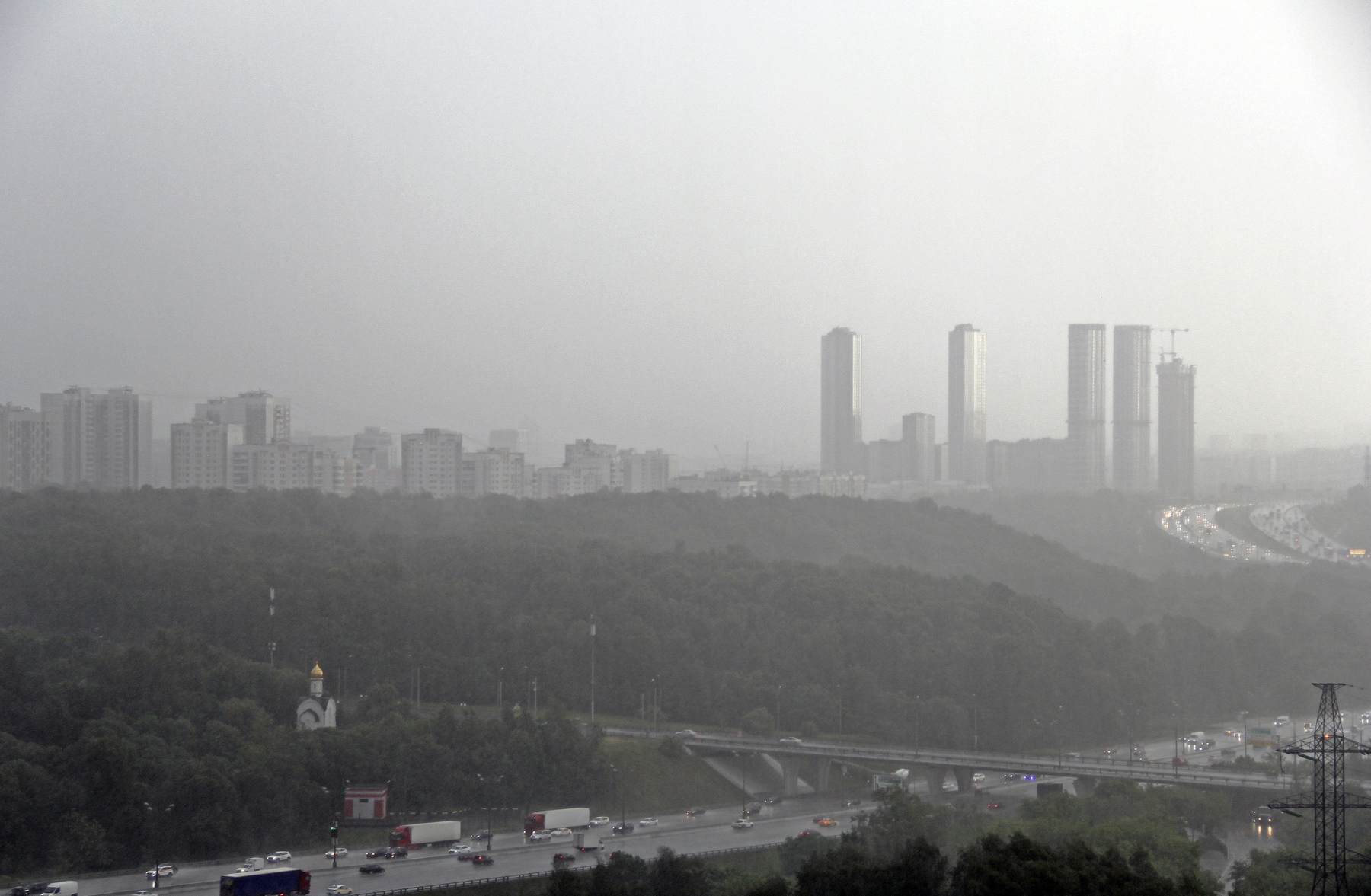 Летний ливень 03.06.2024 Москва Город Панорама Летний дождь
