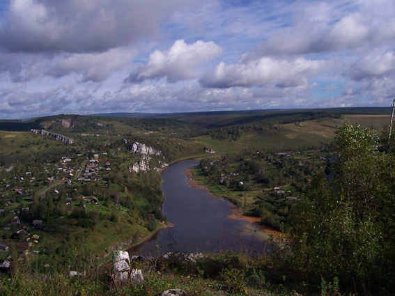 река Косьва вода облака небо