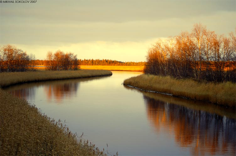 Осень золотая Карелия, Беломорск, осень, Кетьмукса, река