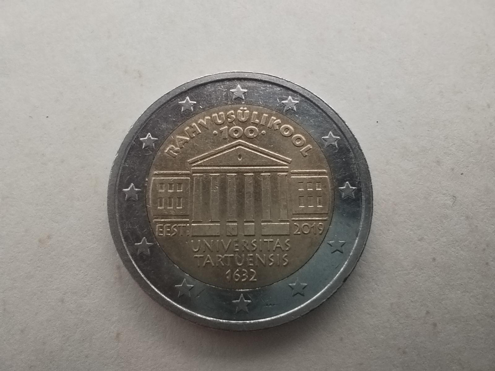 2 EURO. 100 лет преподаванию на эстонском языке в Тартуском университете. EURO