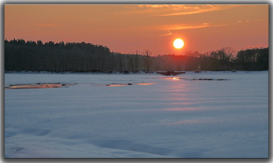 Мартовский закат 2 Закат, 8 март, лес, речка, снег