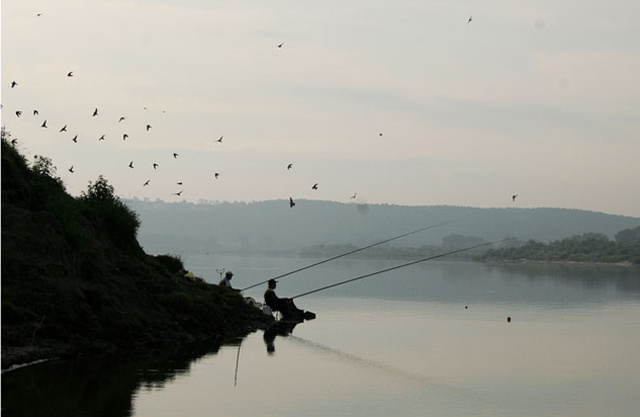 Fishing time fishing, рыбалка, Ока, пасмурное, небо