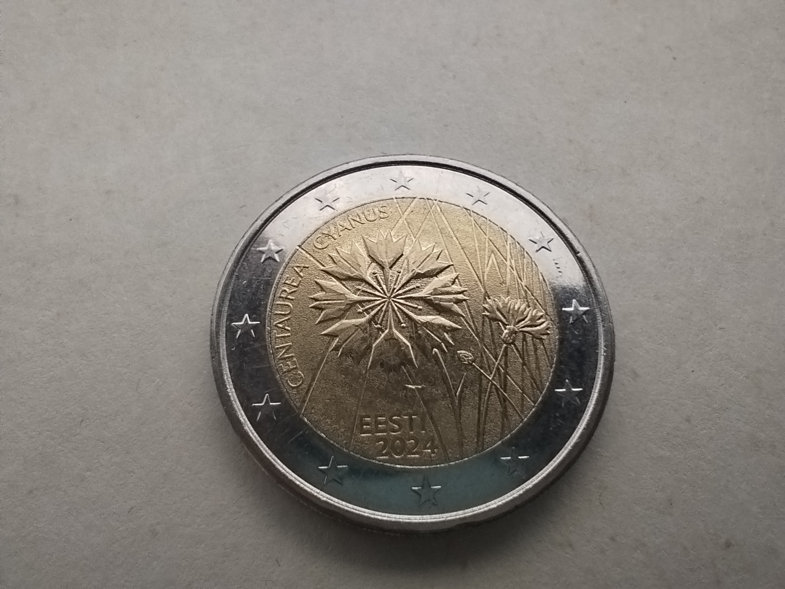 2 EURO. Василёк - национальный цветок Эстонии. EURO